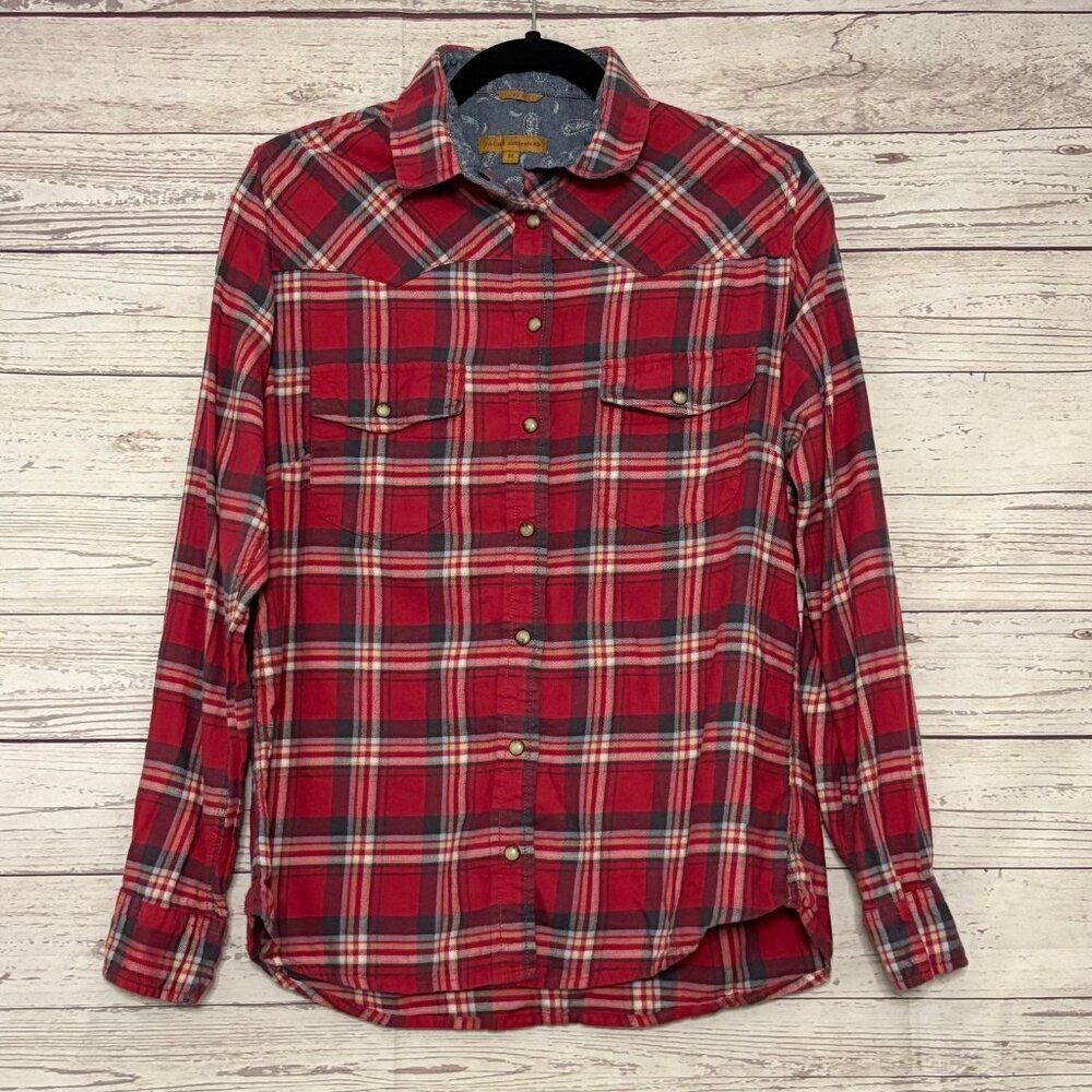 Jachs Girlfriend "Bea" Red Plain Button Up Medium - image 1